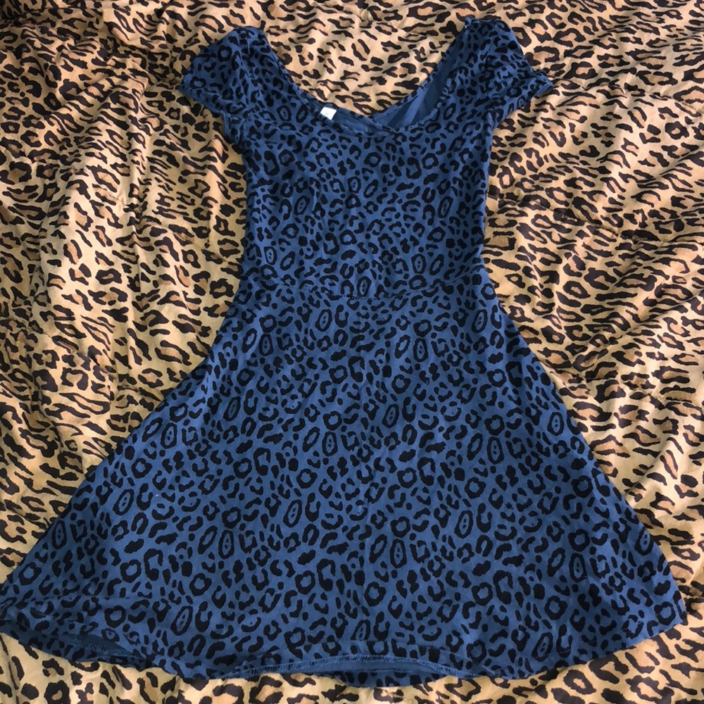 Open Back Blue Cheetah Dress